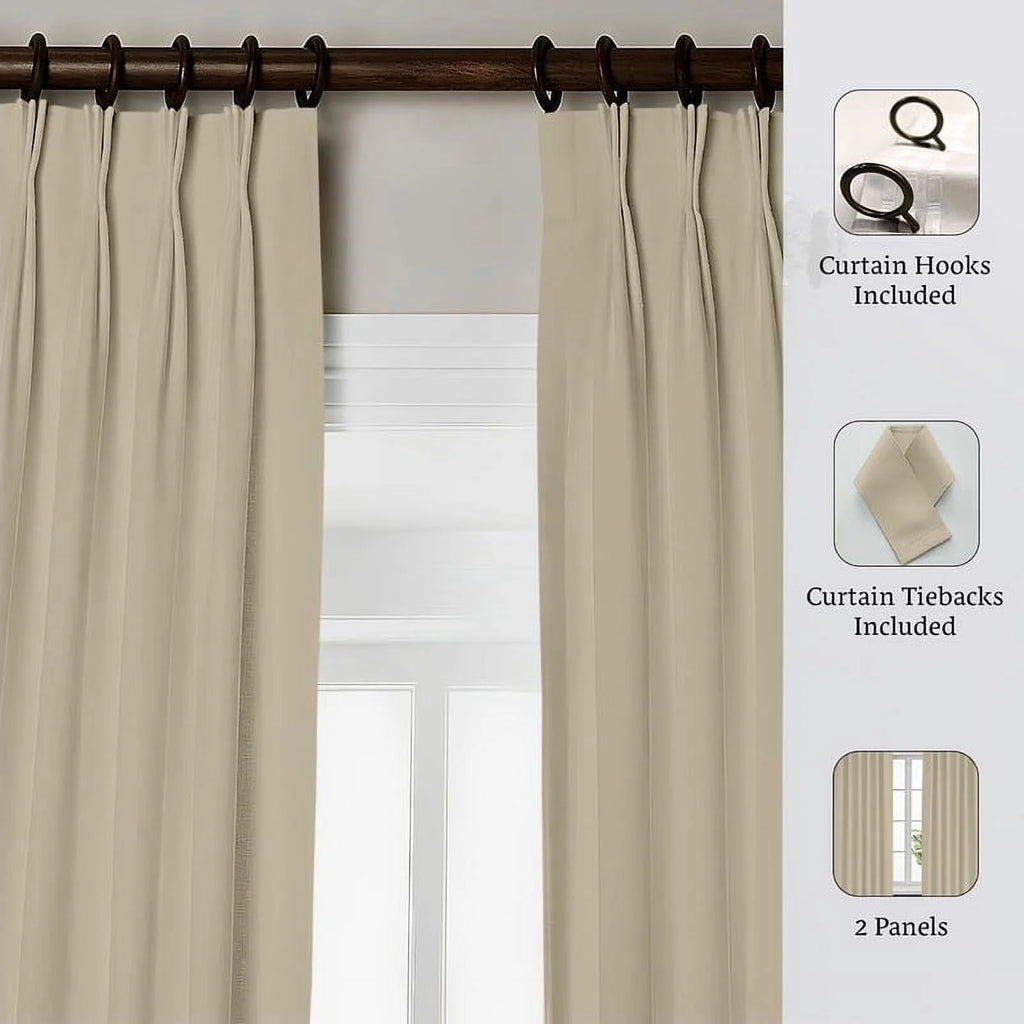 Beige Blackout Curtains 2 Panels W(21"+21") L120 W1818