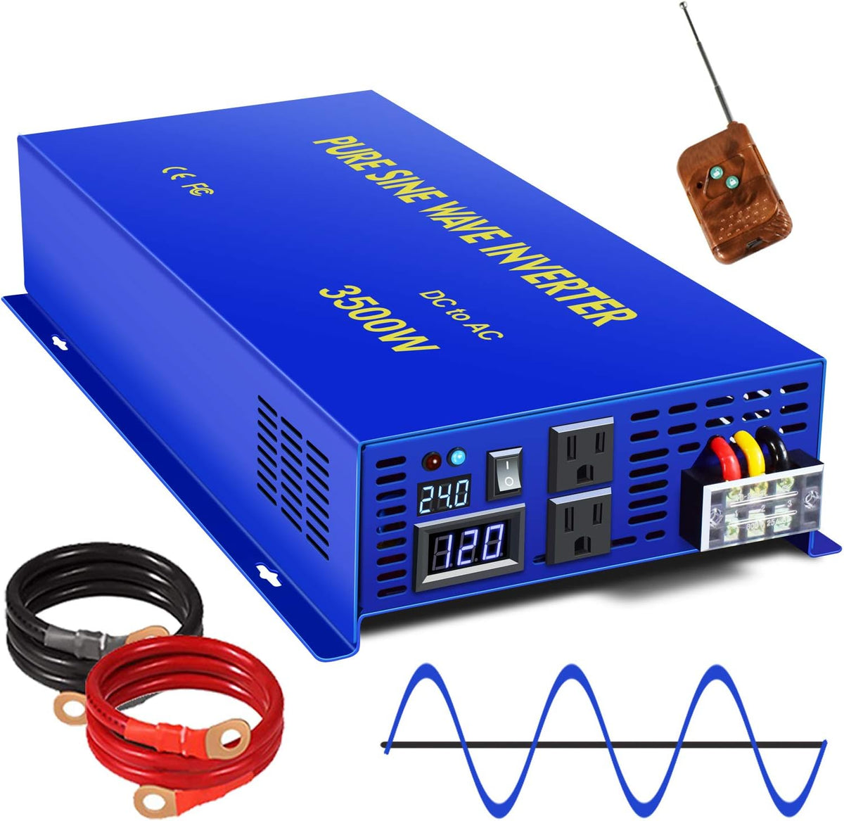 4000W Pure Sine Wave Power Inverter 48V DC to 120V AC A6636