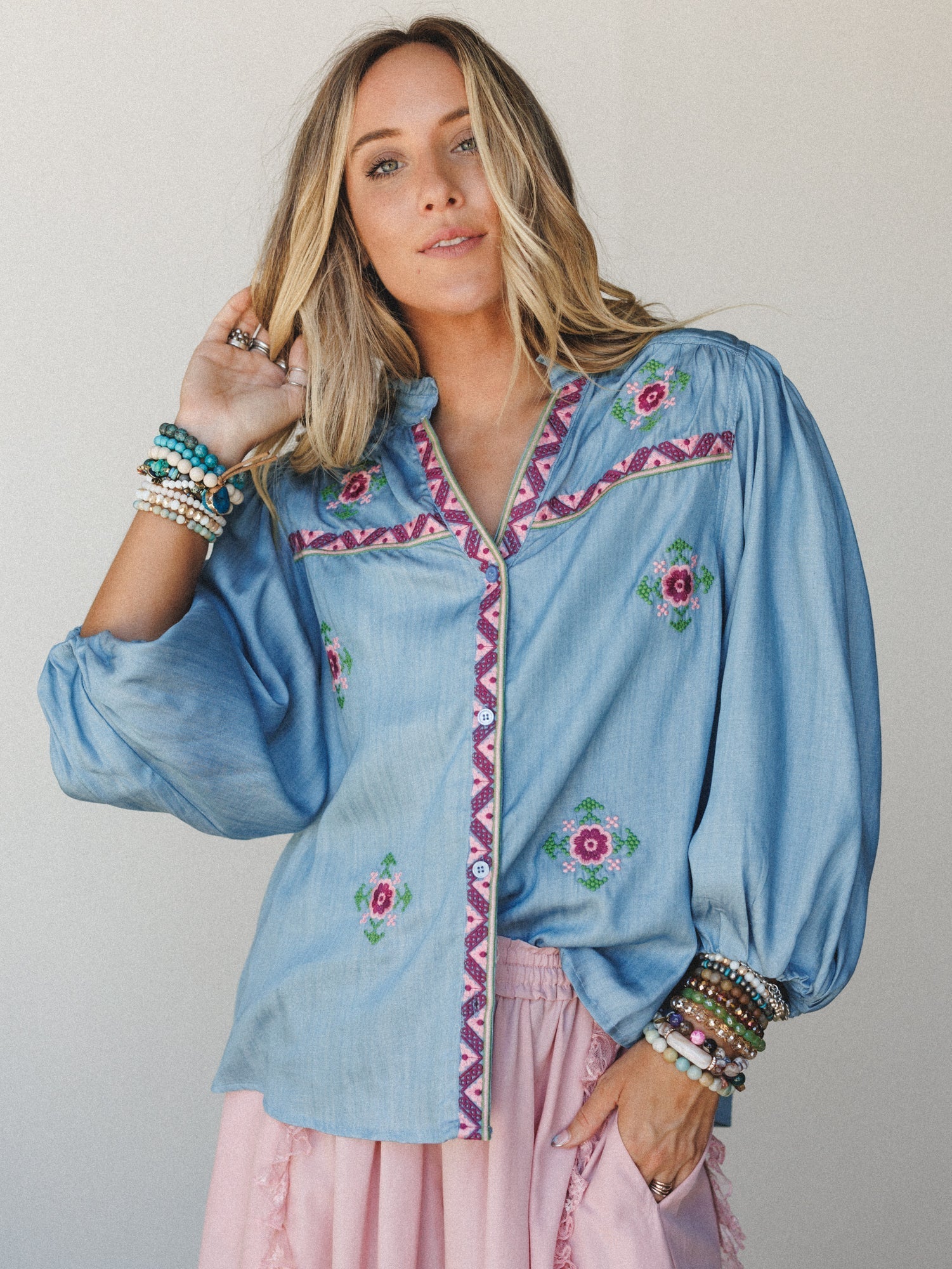 Canyon Wind Blouse - Washed Denim