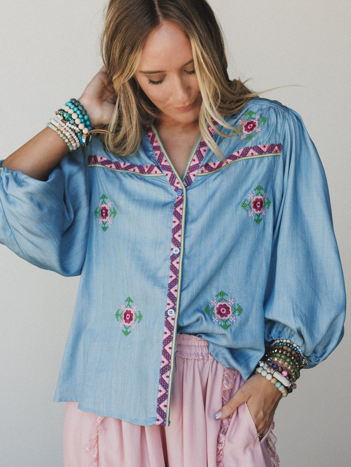 Canyon Wind Blouse - Washed Denim
