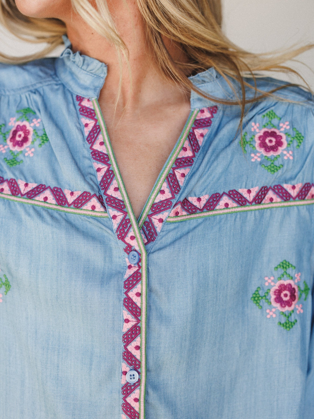 Canyon Wind Blouse - Washed Denim
