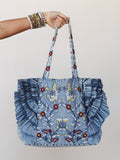 Caught in a Dream Ruffle Tote Bag - Denim