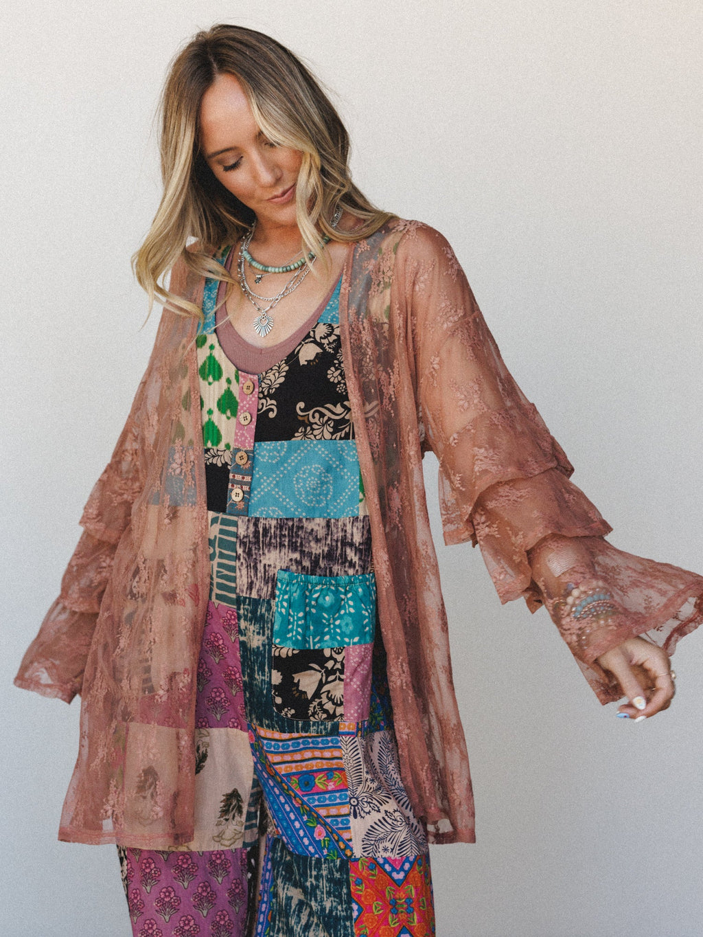 The Nest Floral Lace Dreams Kimono - Rose