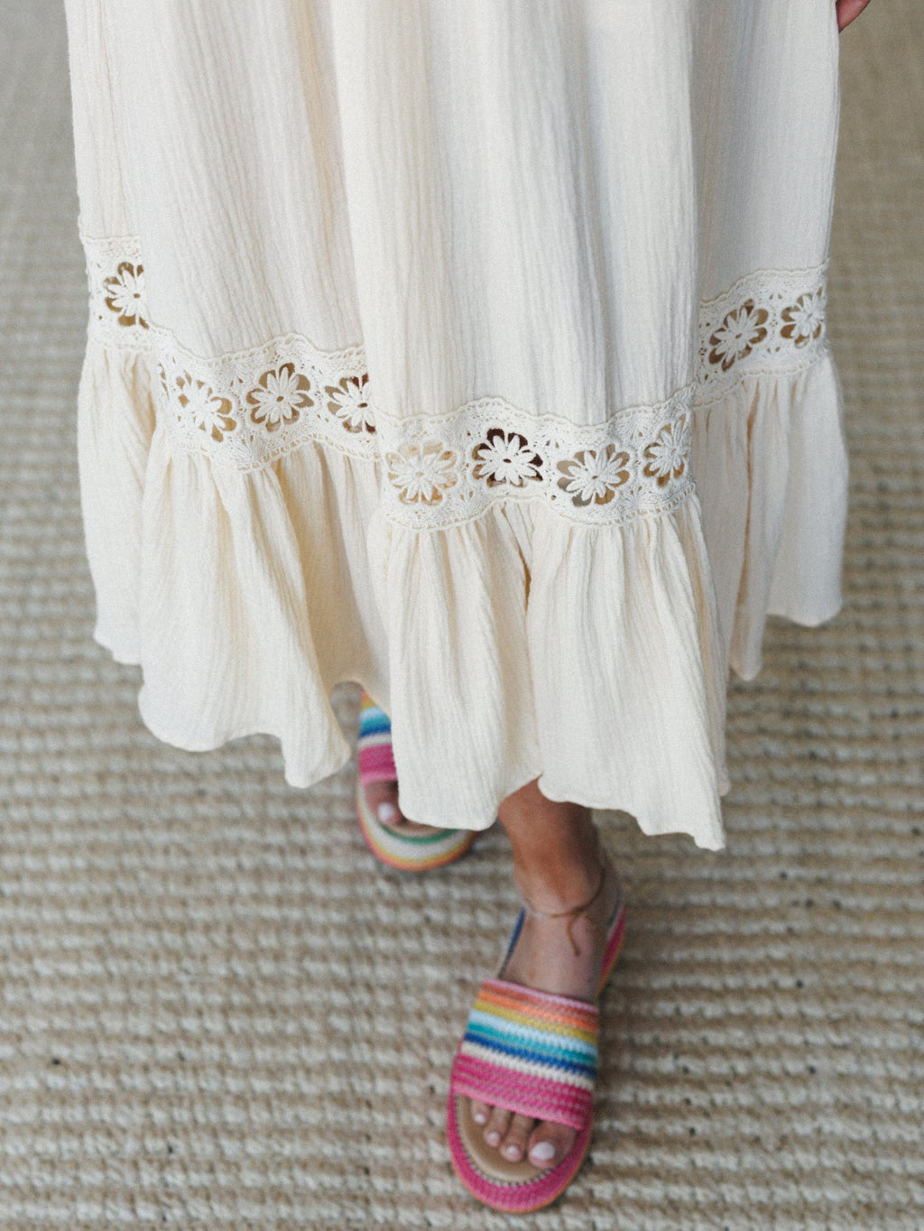 Lavender Loom Dress - Cream