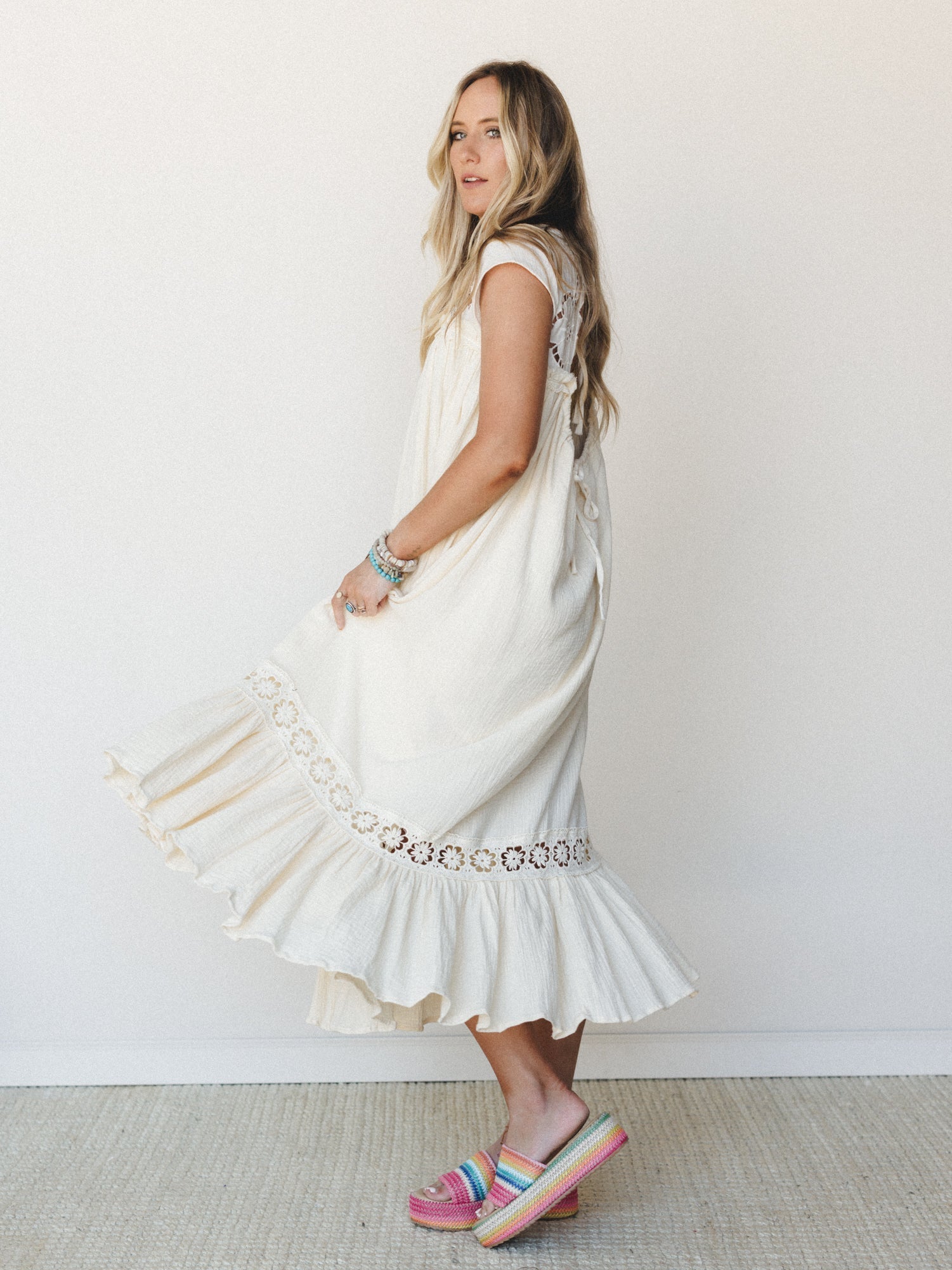 Lavender Loom Dress - Cream