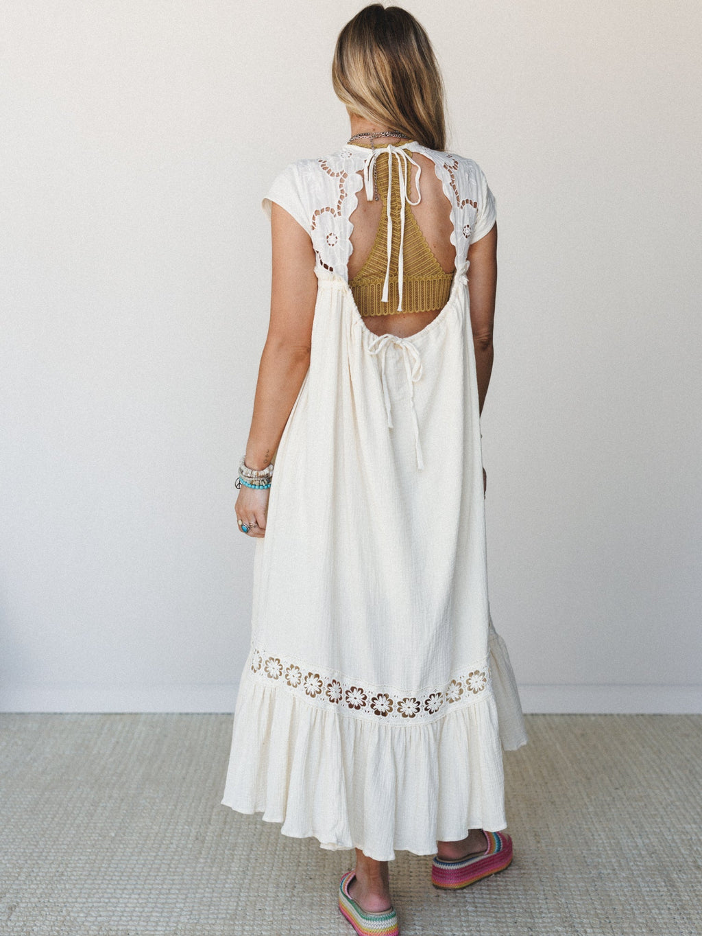 Lavender Loom Dress - Cream