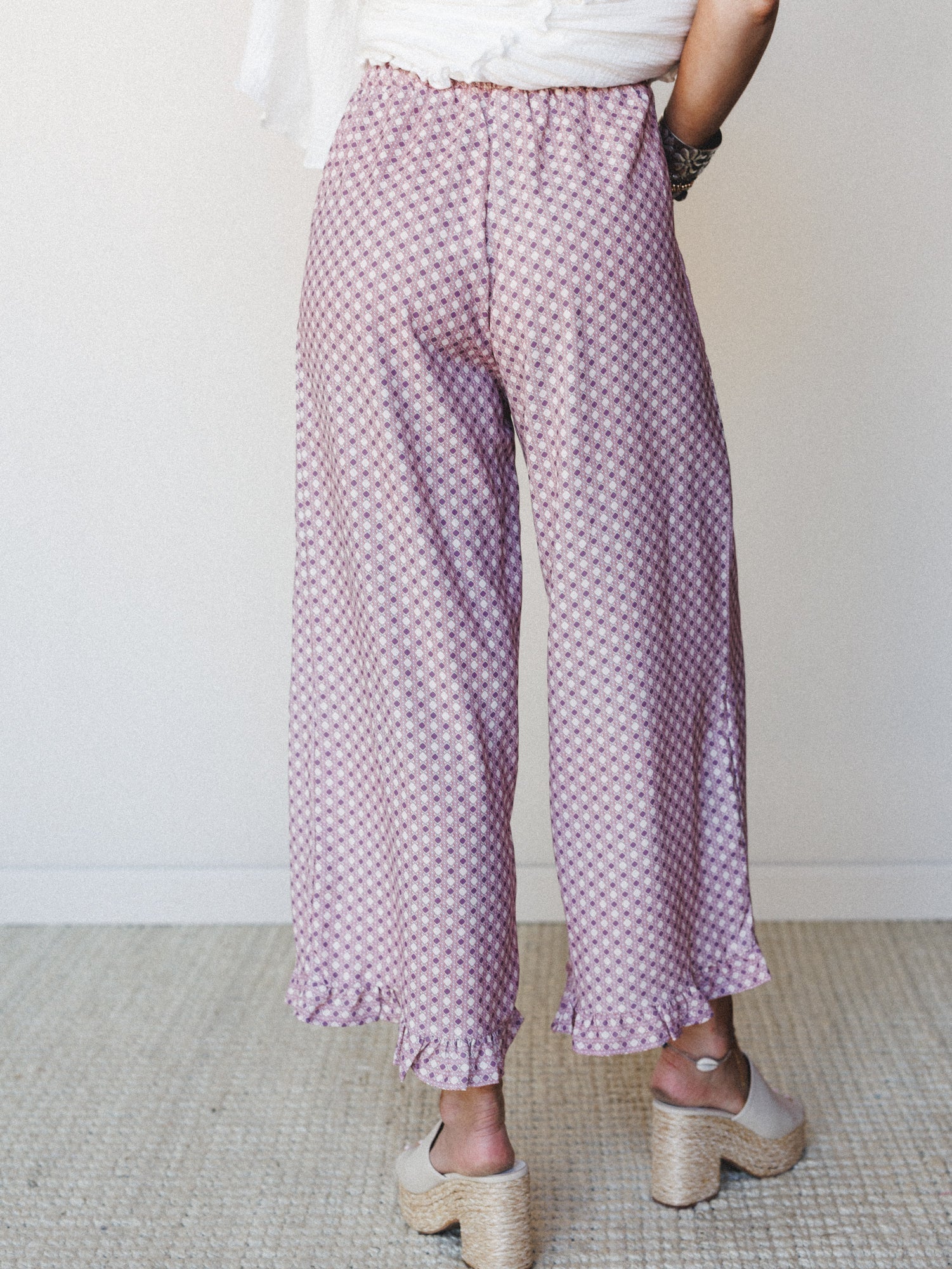 The Nest Mystic Mirage Printed Wide Leg Pants - Burgundy
