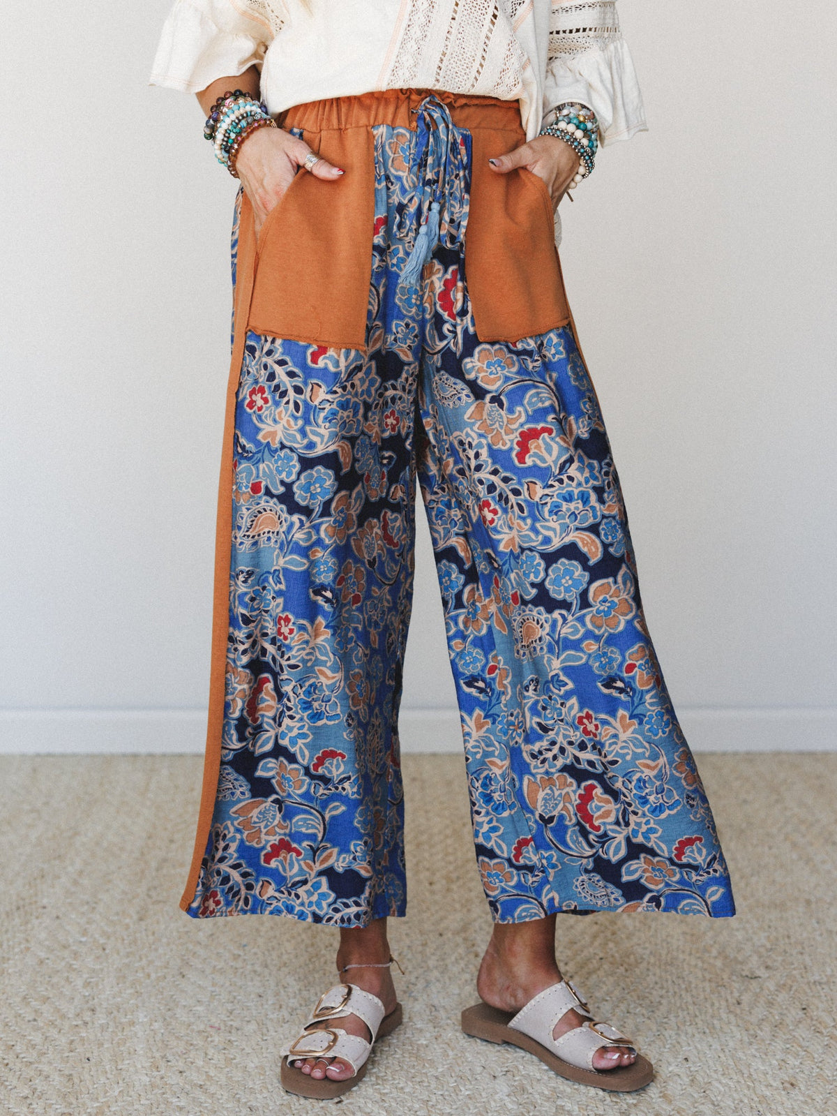 The Nest Floral Dreams Wide Leg Pant - Blue Multi