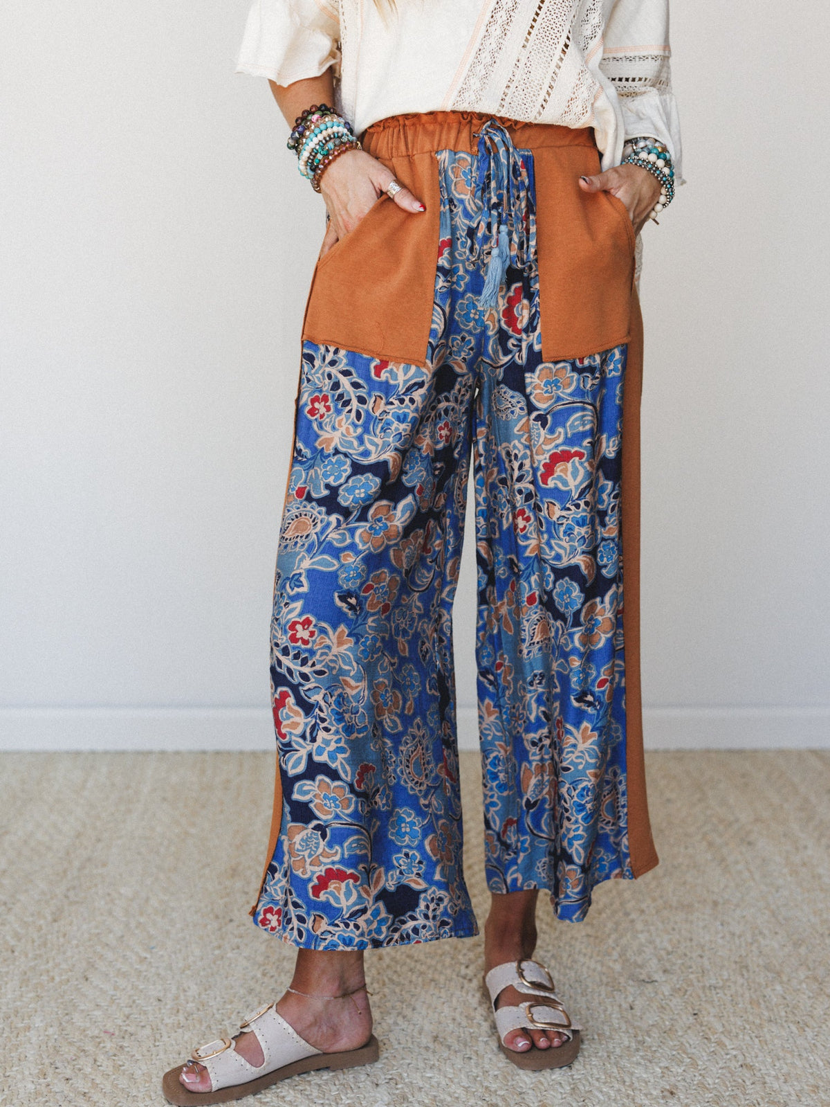 The Nest Floral Dreams Wide Leg Pant - Blue Multi