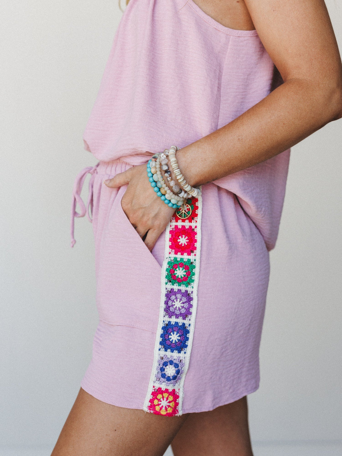 The Nest Carefree Days Crochet Detail Short - Orchid Pink