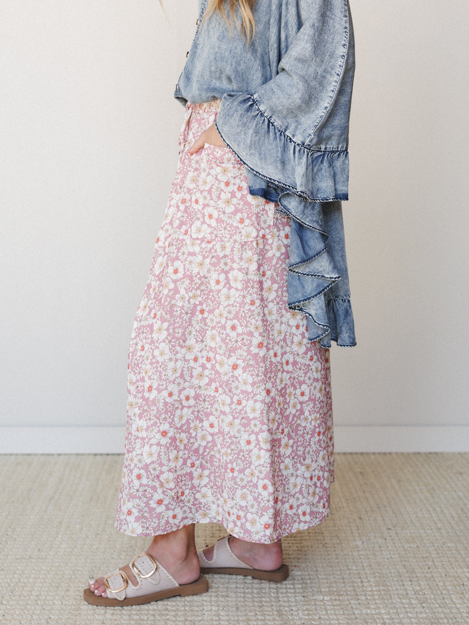 The Nest Stasia Printed Tulip Skirt - Rose