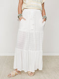 The Nest Golden Drift Tiered Maxi Skirt - Cream