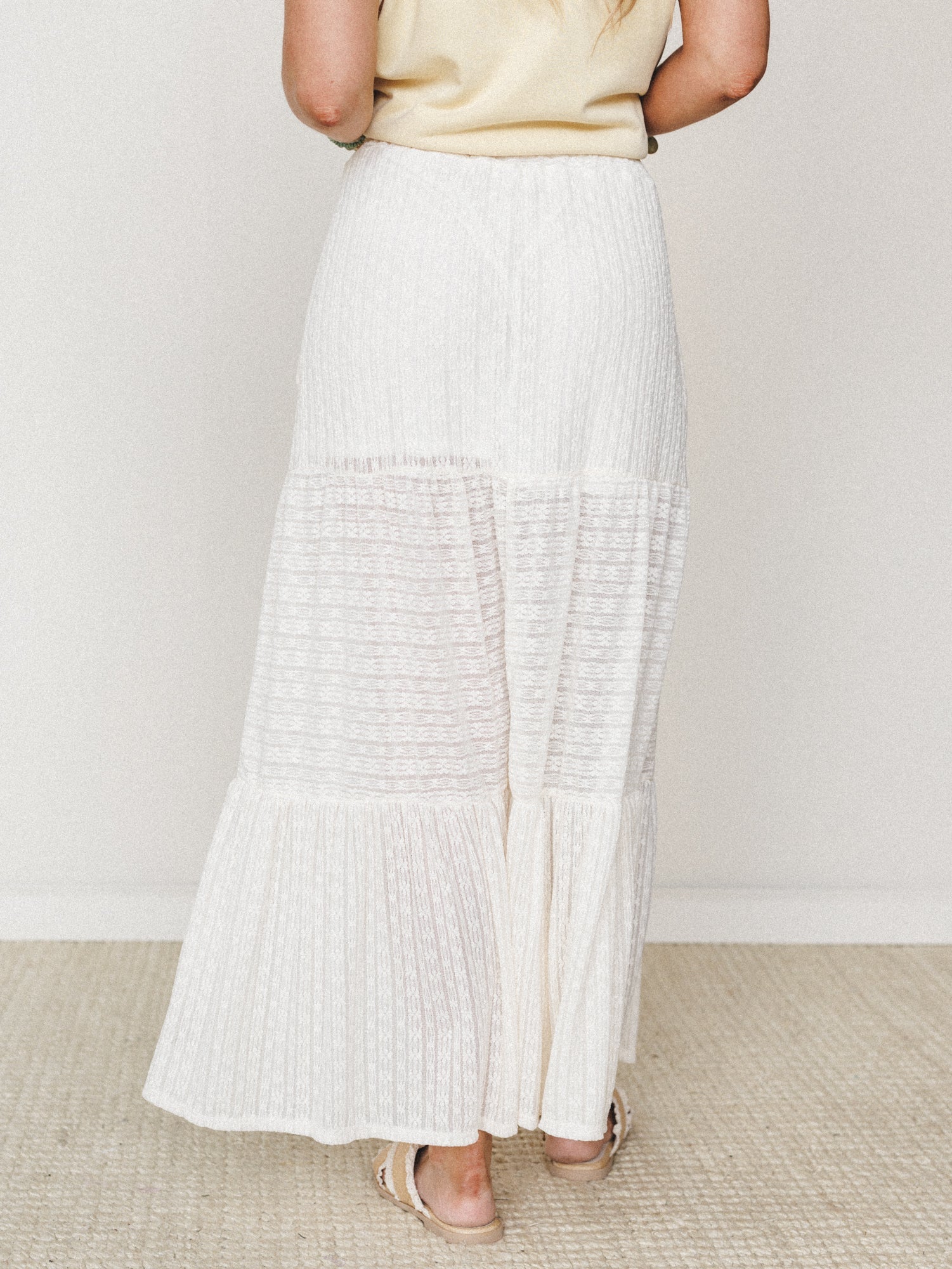 The Nest Golden Drift Tiered Maxi Skirt - Cream