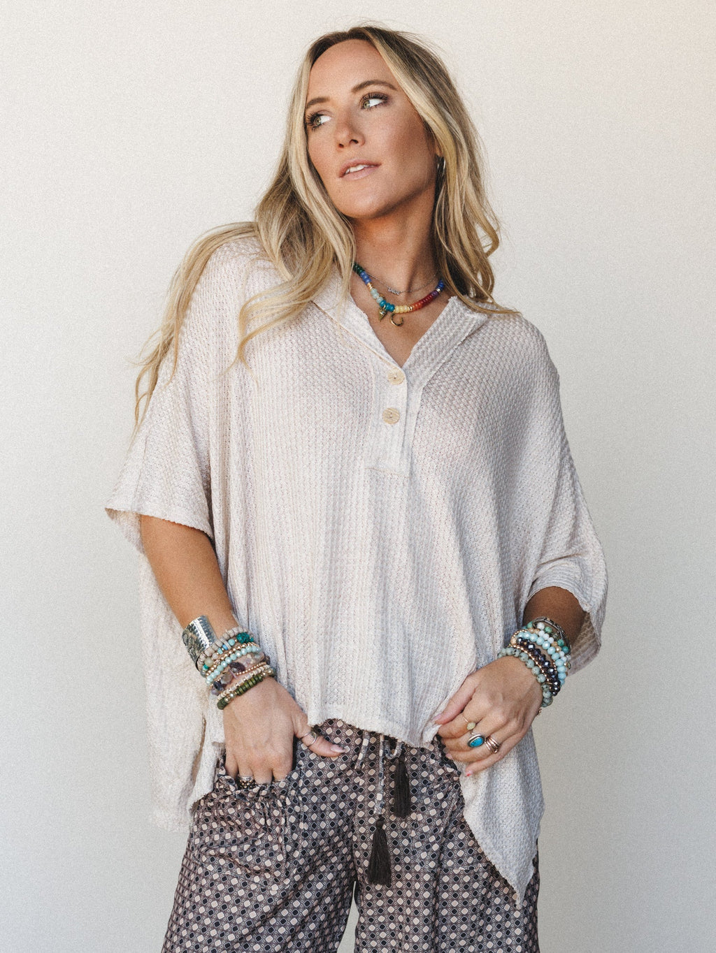 The Nest Raquel Hooded Poncho - Oatmeal