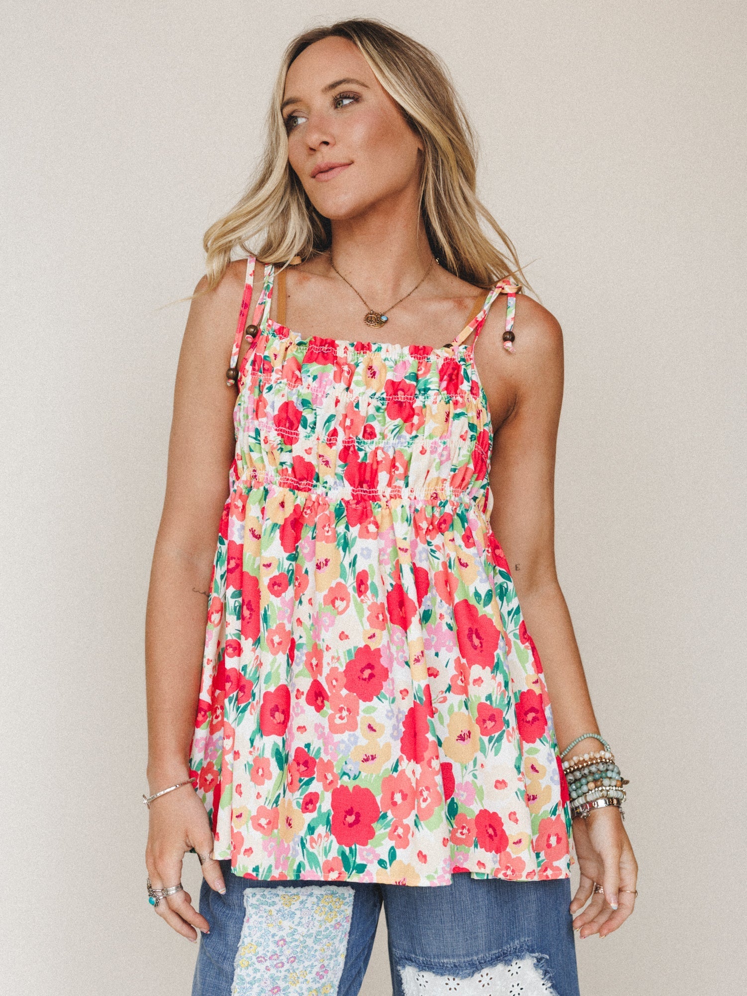 The Nest Bohemian Grace Top - Red Floral