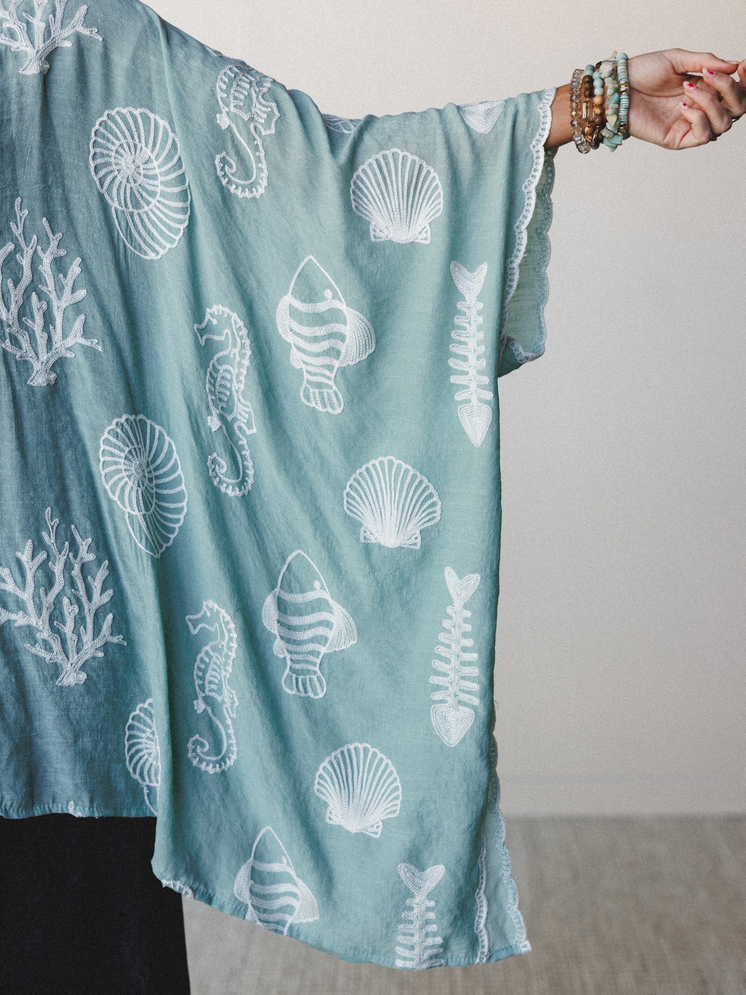 Mermaid Wishes Kimono - Sage