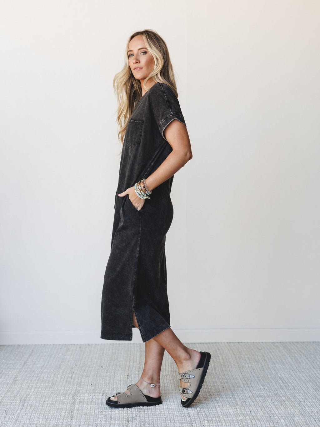 Tee It Up Maxi Tee Dress - Ash Black