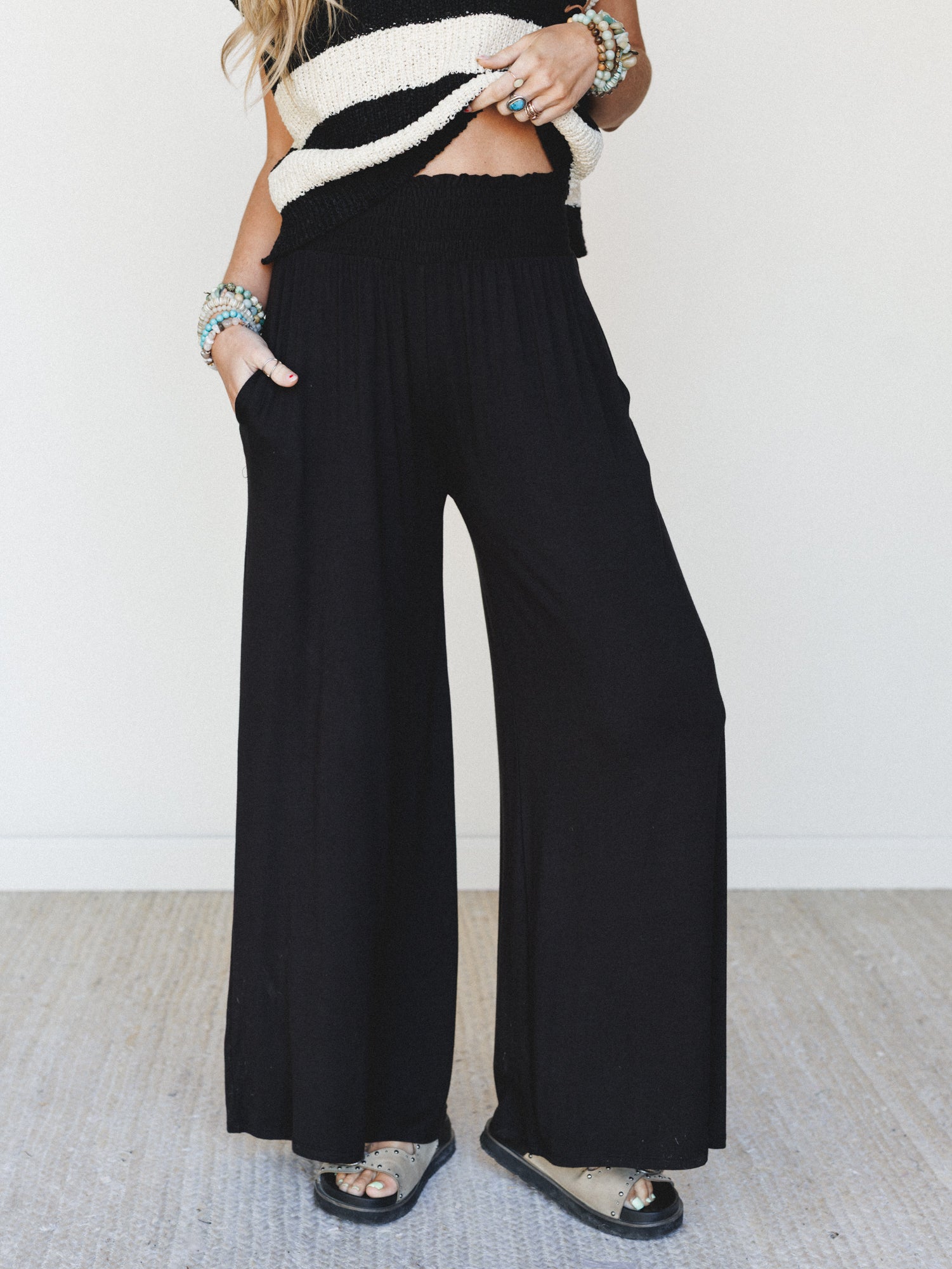 Comfort Above Wide Leg Pants - Black