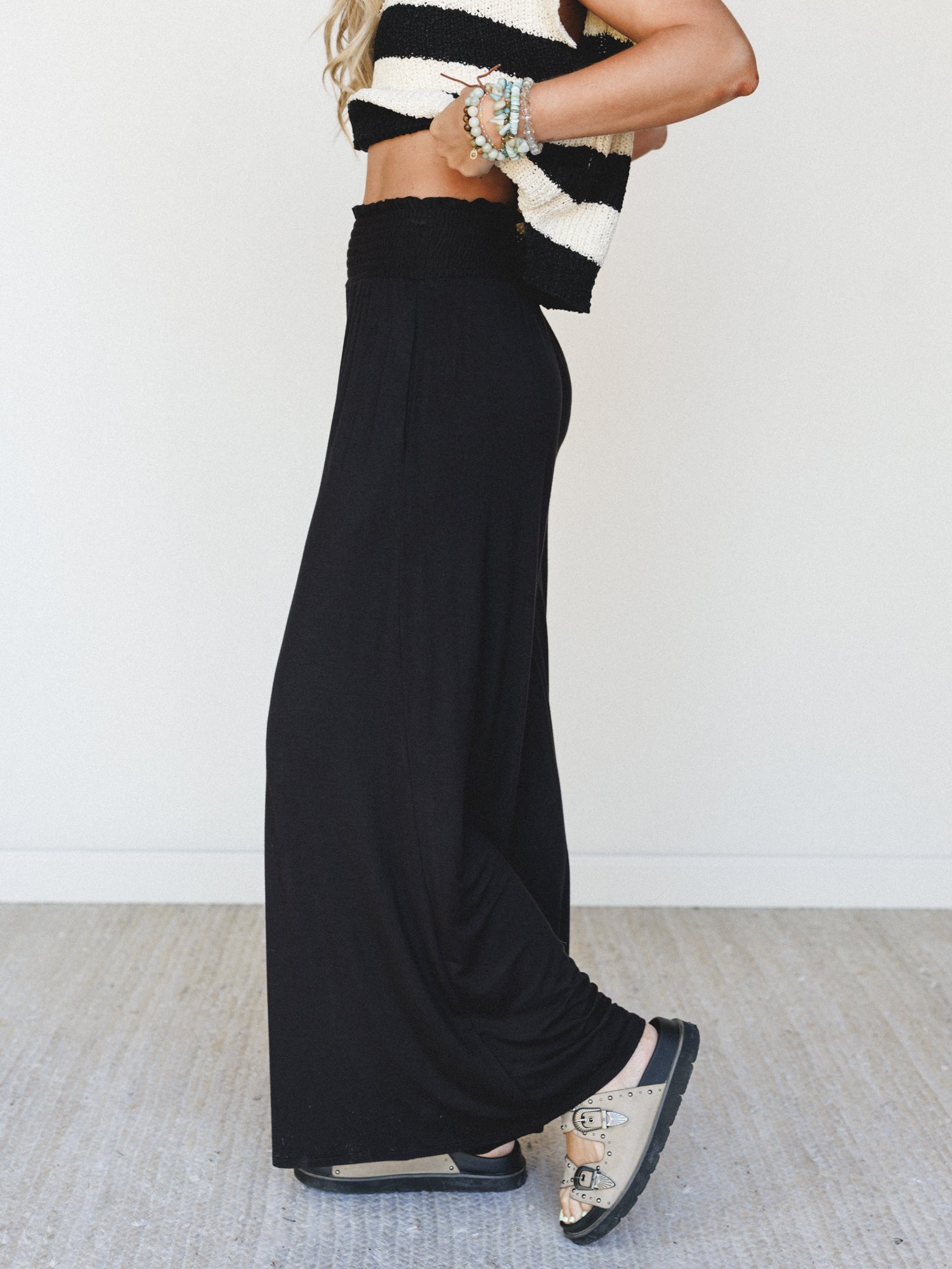Comfort Above Wide Leg Pants - Black