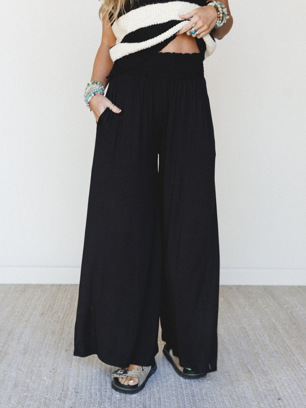 Comfort Above Wide Leg Pants - Black