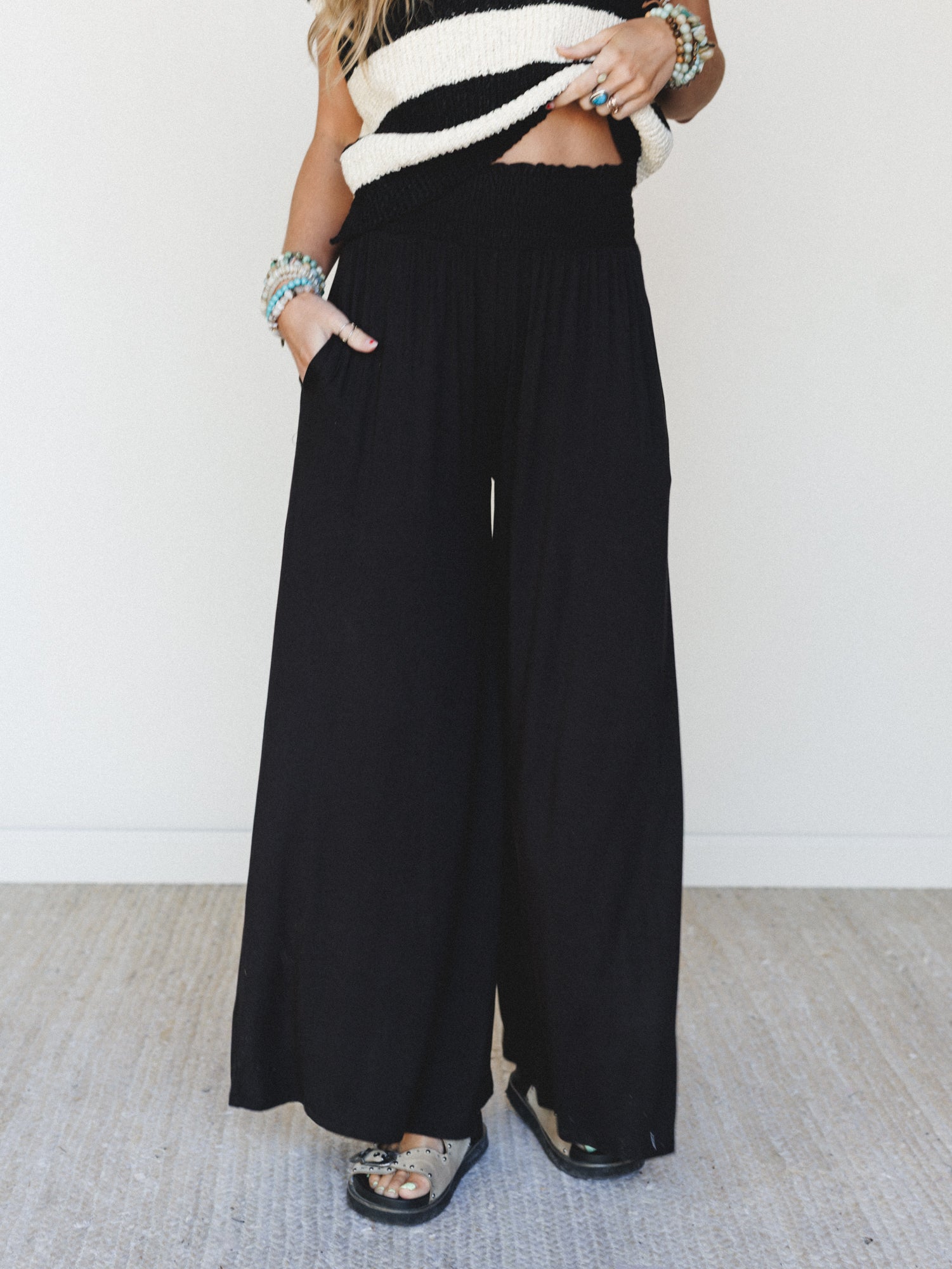 Comfort Above Wide Leg Pants - Black