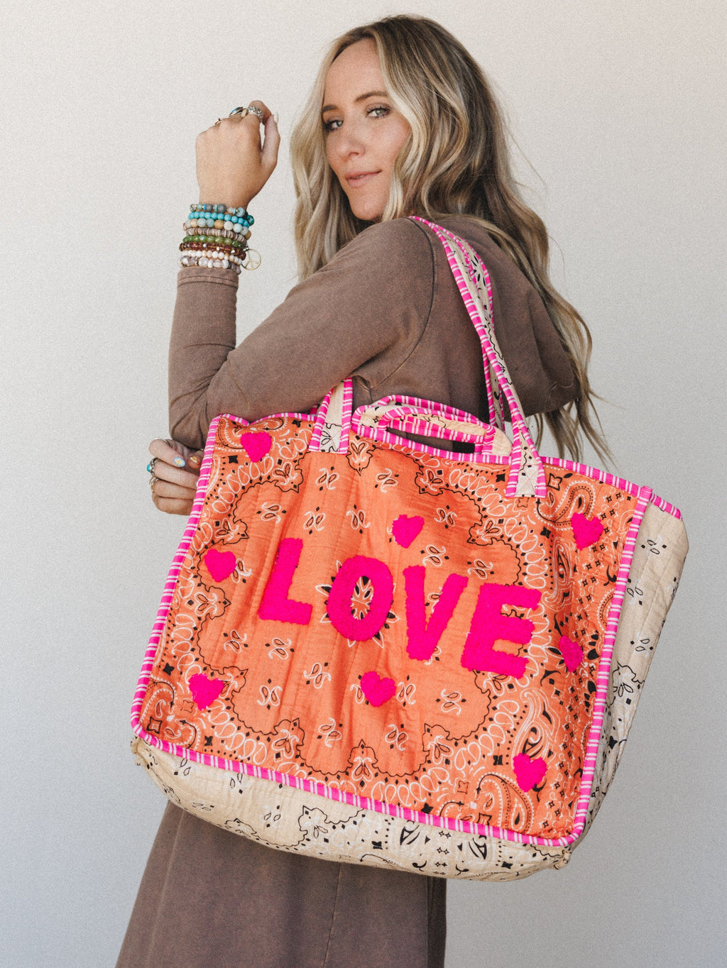 Love Always Tote  - Orange Multi