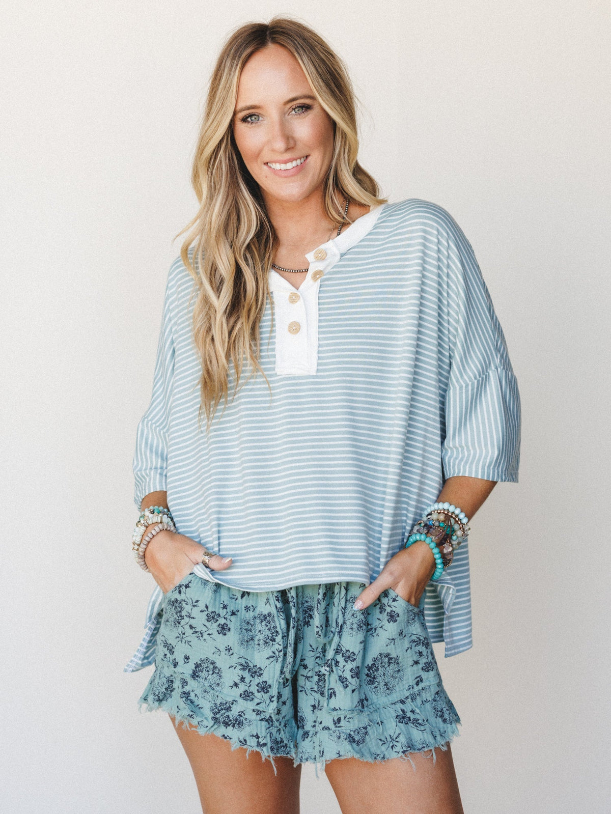 The Nest Sandra Ruffle Short - Turquoise