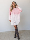 All You Do Tie Dye Corduroy Tunic Dress - Pink Dip Dye