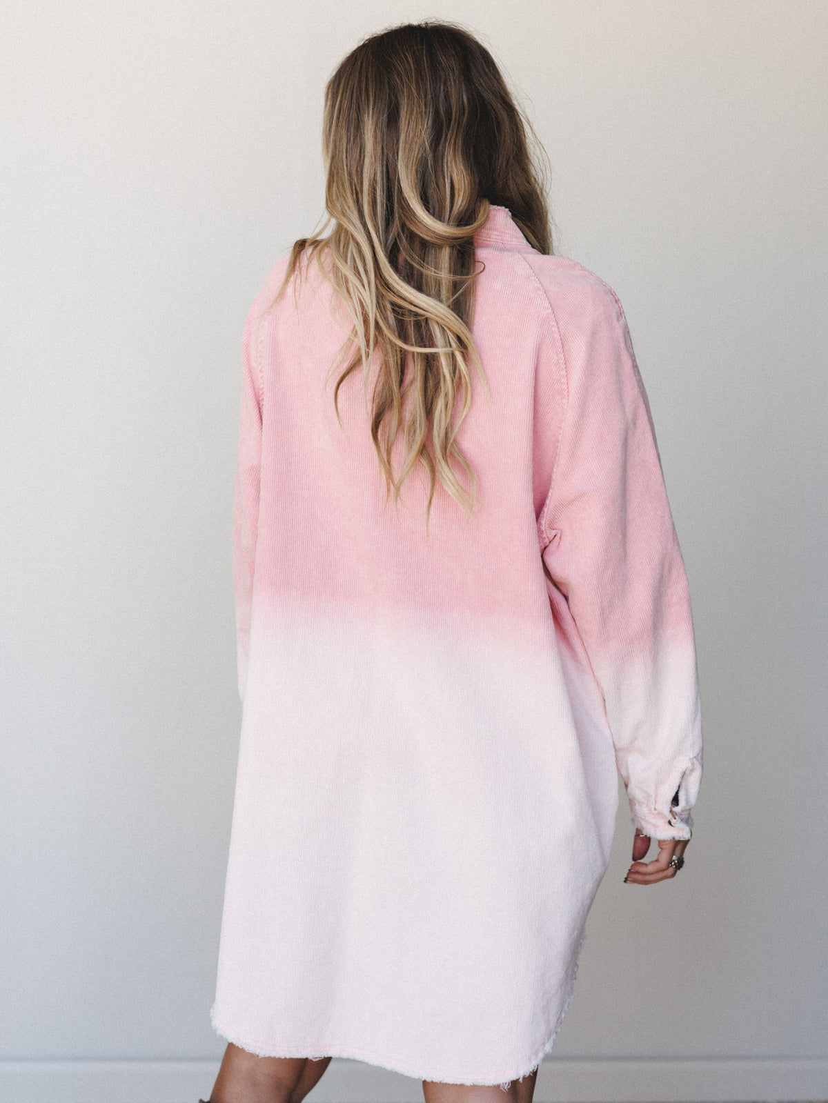 All You Do Tie Dye Corduroy Tunic Dress - Pink Dip Dye