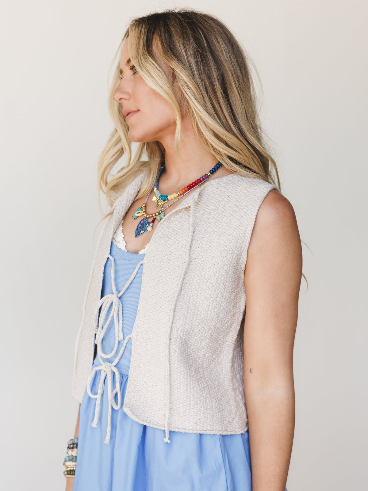 Tied In A Bow Vest - Bone