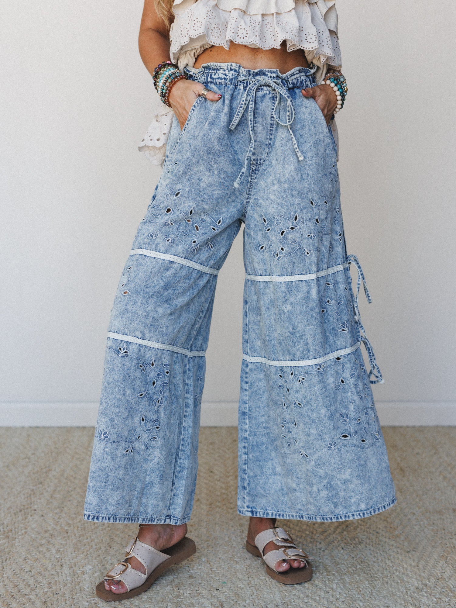 Elowella Wide Leg Pants - Denim