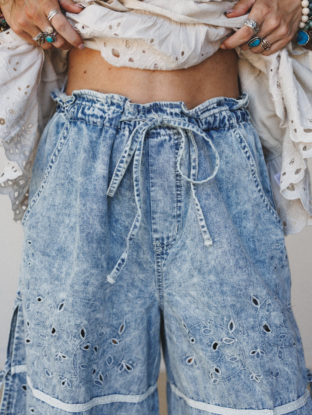 Elowella Wide Leg Pants - Denim