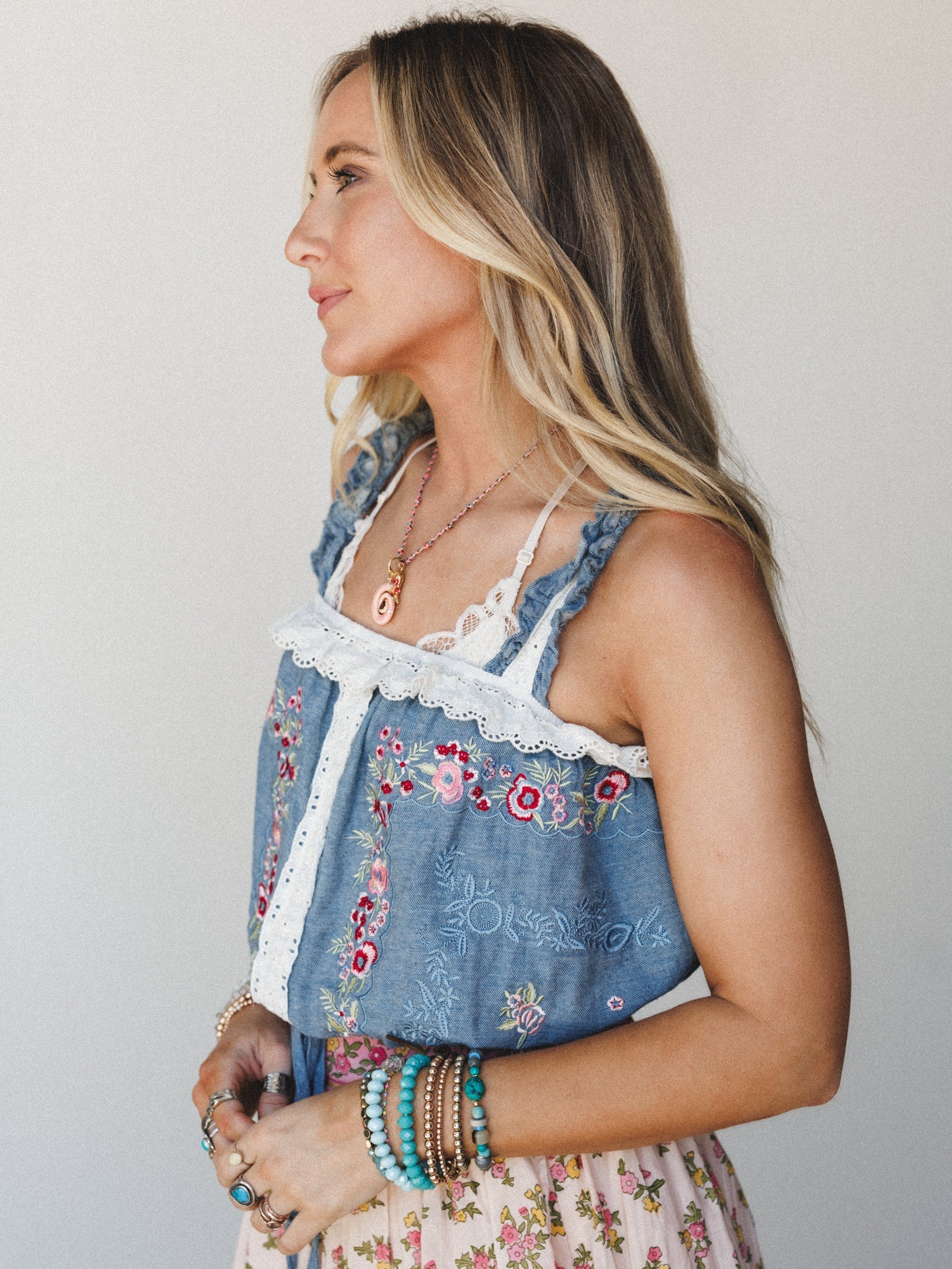 Petals In the Wind Top - Denim