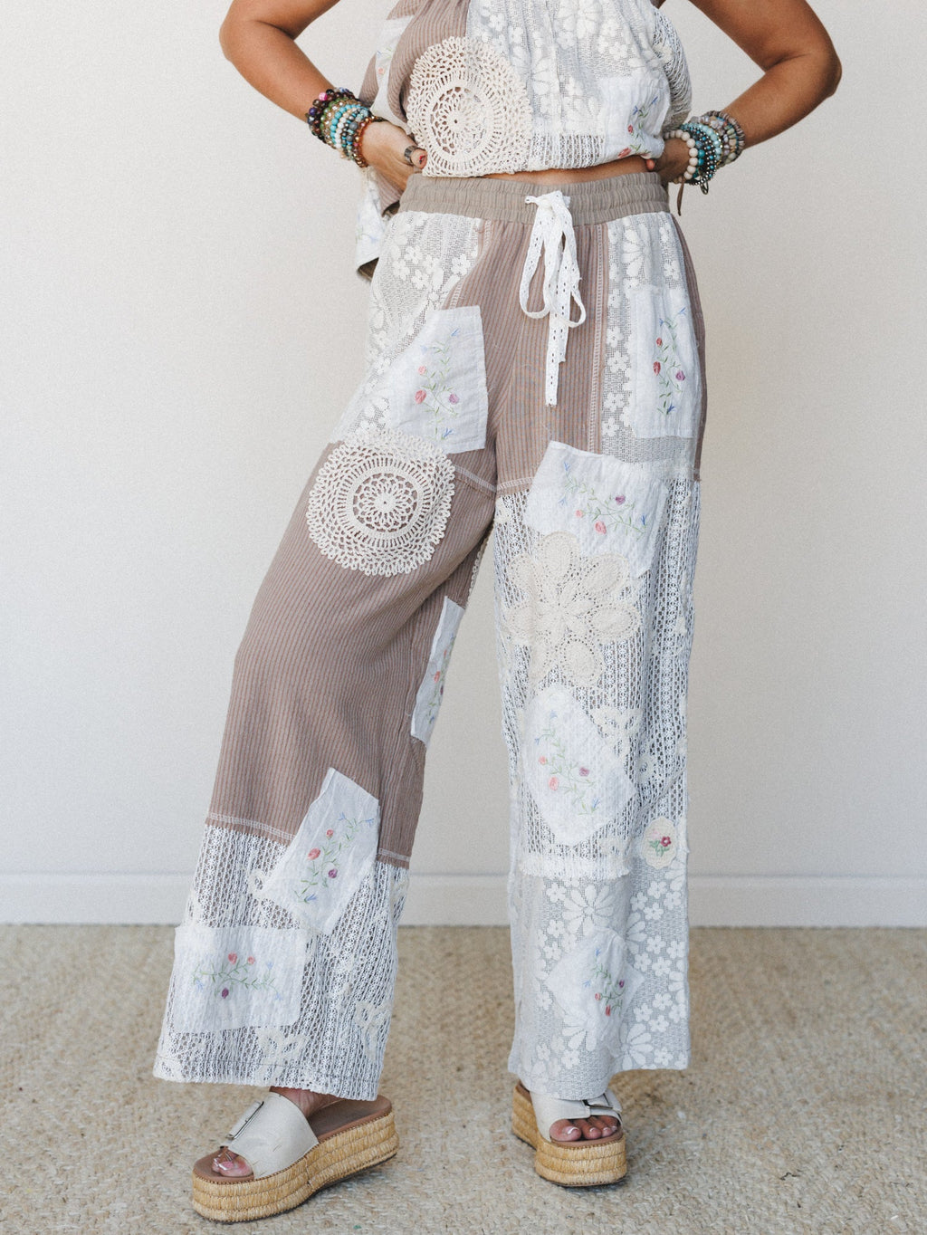 Patchwork Parade Woven Pants - Chocolate