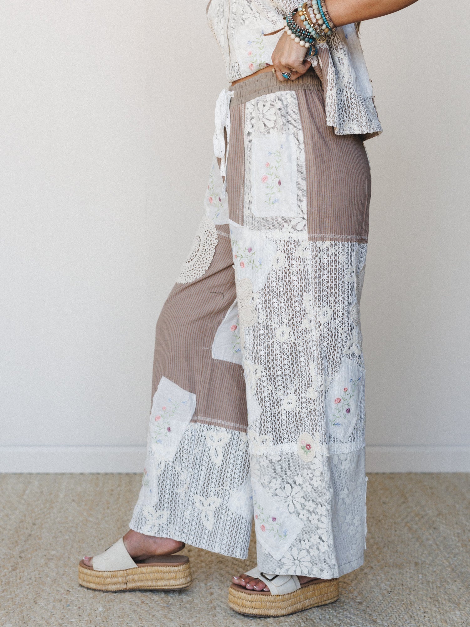 Patchwork Parade Woven Pants - Chocolate