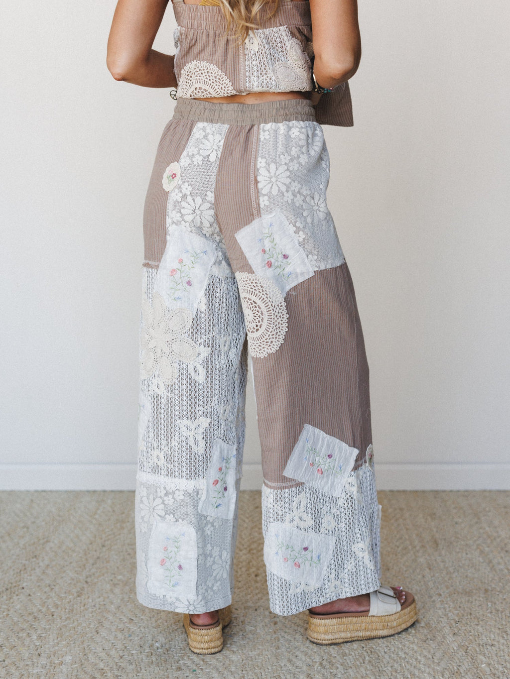 Patchwork Parade Woven Pants - Chocolate