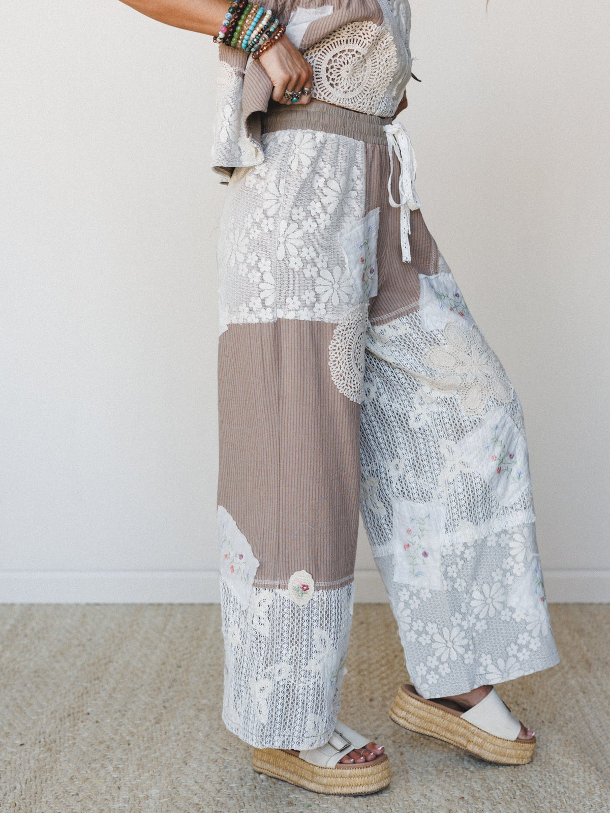 Patchwork Parade Woven Pants - Chocolate