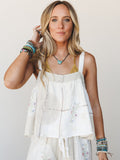Patchwork Parade Woven Top  - Natural