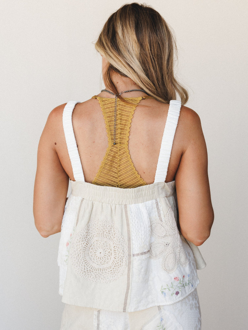 Patchwork Parade Woven Top  - Natural