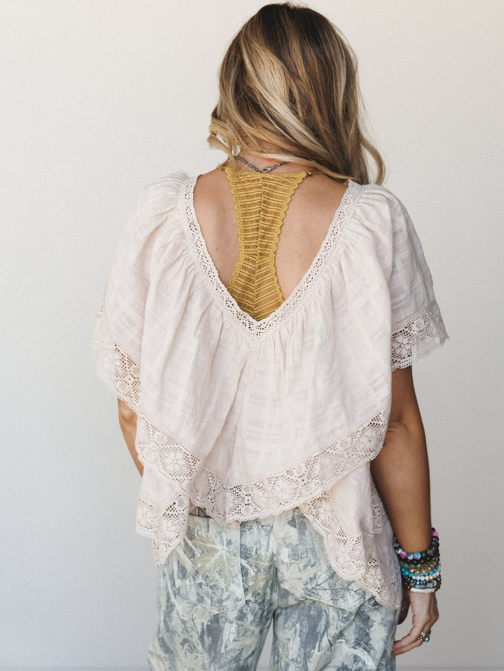 Sweet Peaches Lace Blouse - Almond