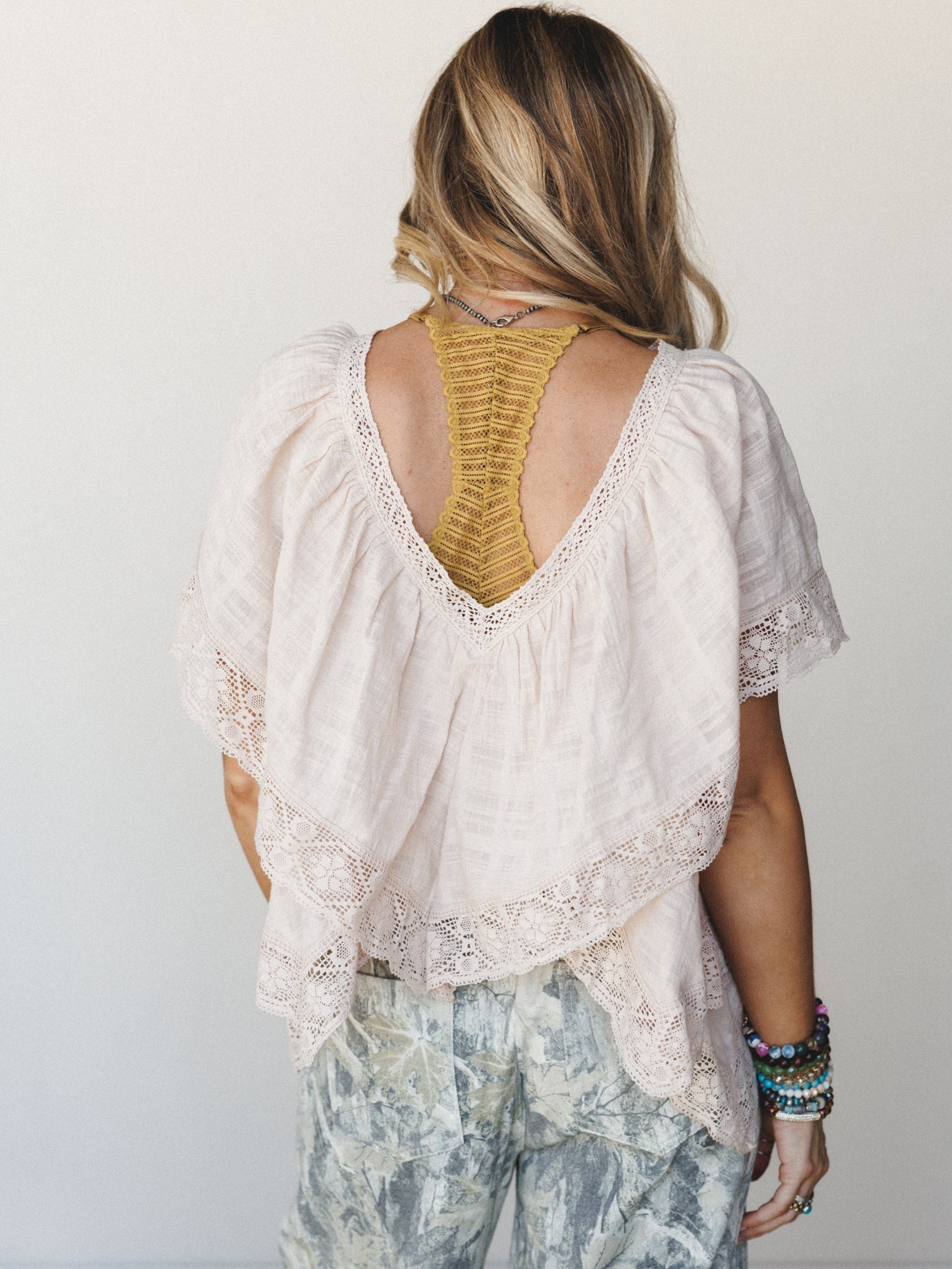 Sweet Peaches Lace Blouse - Almond