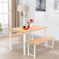 3 Pieces Farmhouse Kitchen Table Set with Two Benches B2558
