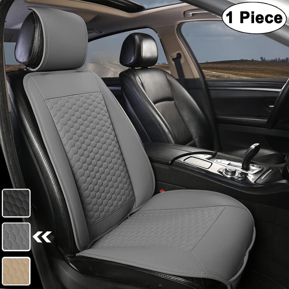 Black Car Seat Covers, 1 Pair Universal Sideless Seat Protectors with Lumbar Support and Headrest Cover, Pack of 2 O14277