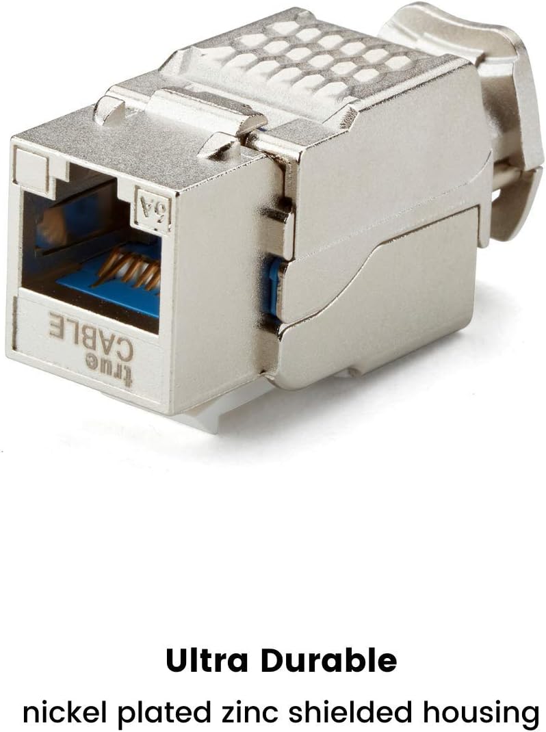 Cat6A Toolless Shielded Keystone Jack, RJ45 Female, 12 Pack B9656