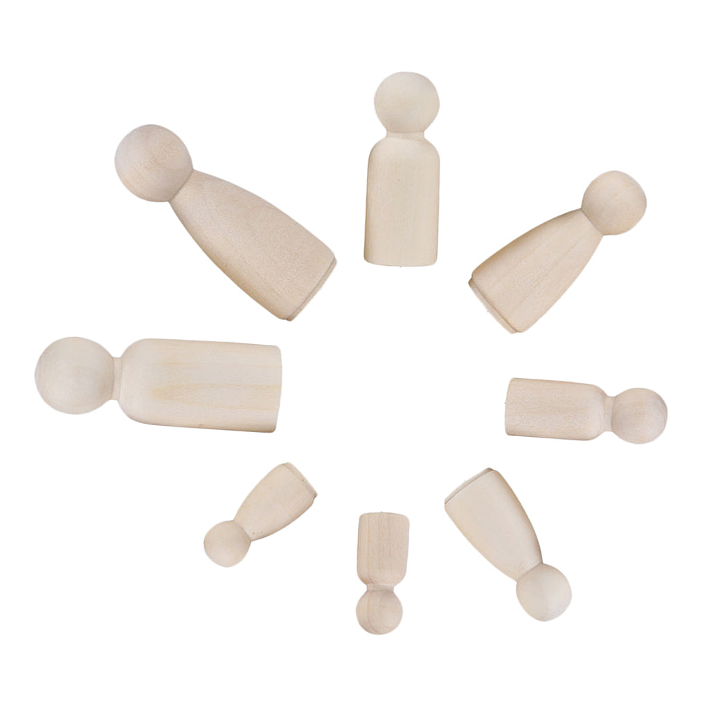 8 Wood Peg Dolls Wooden Figure Toy P142
