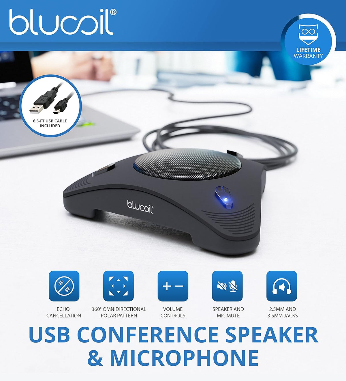 Noise Canceling Bluetooth Headset Bundle with USB Webcam and Conference Speakerphone Z831270