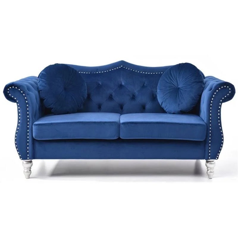 Navy Blue Velvet Loveseat M5768