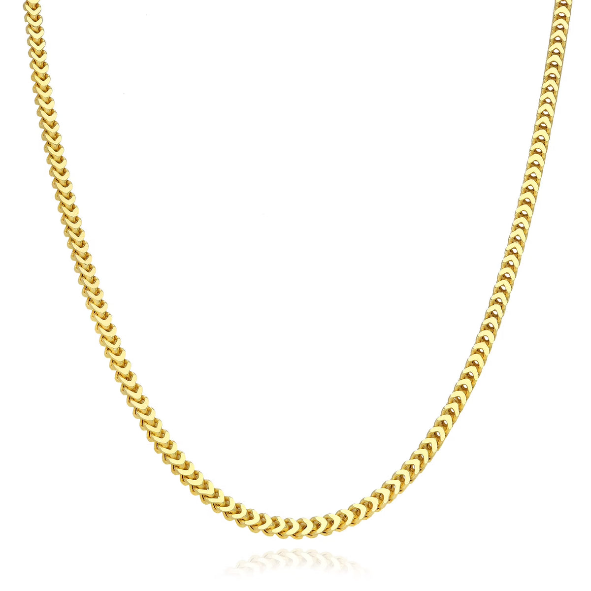 18K Gold Over Silver Hollow Franco Chain Necklace 20"-30" P666