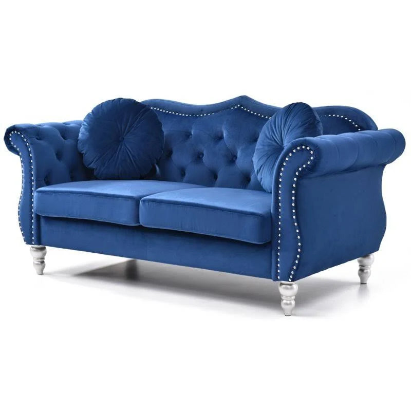 Navy Blue Velvet Loveseat M5768