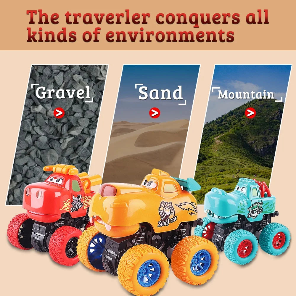 Monster Truck Toy Set with Pull Back Leopard and Free Wheel Crocodile Toy Trucks P3237